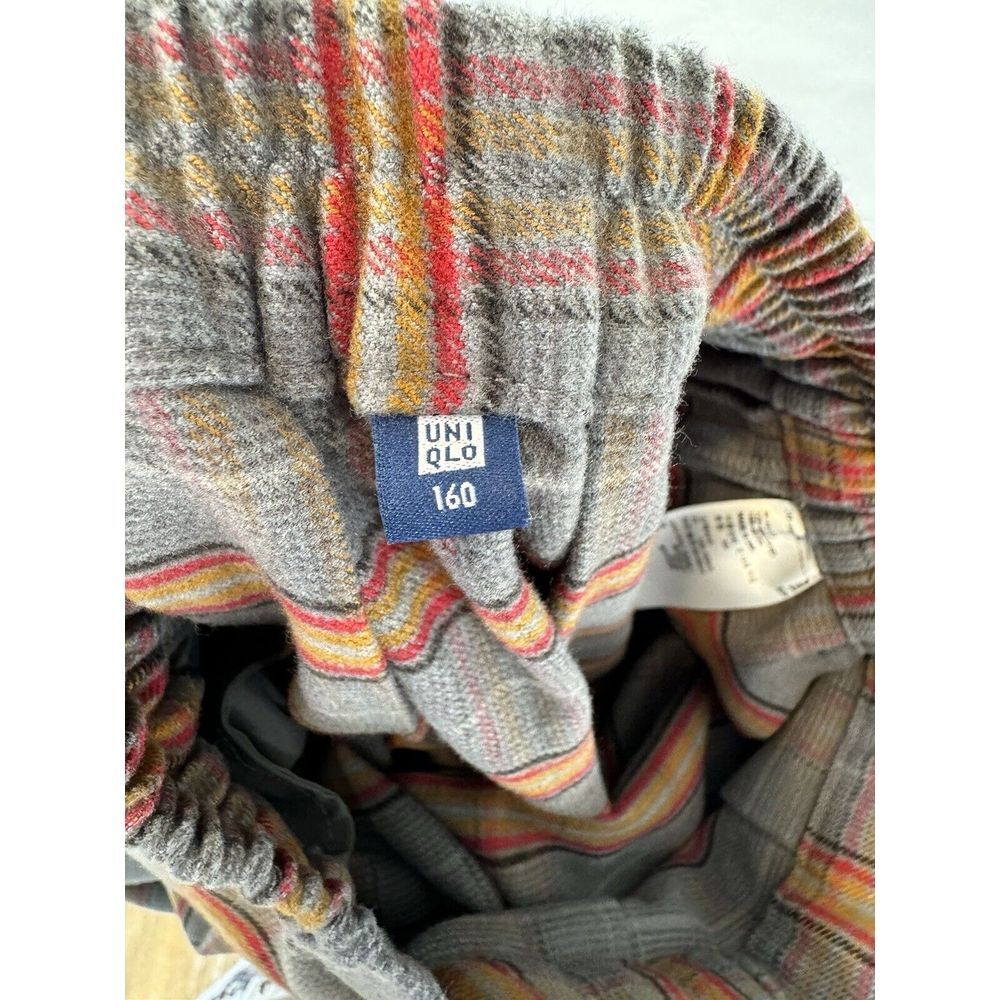 Uniqlo Mini‎ Skirt brown Plaid Tartan Wool Blend Faux Wrap Grunge Women's Sz 160 - Picture 3 of 10
